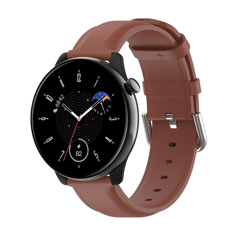 For Amazfit GTR Mini Round Tail Genuine Leather Watch Band(Brown) -  by PMC TechLife | Online Shopping South Africa | PMC TechLife