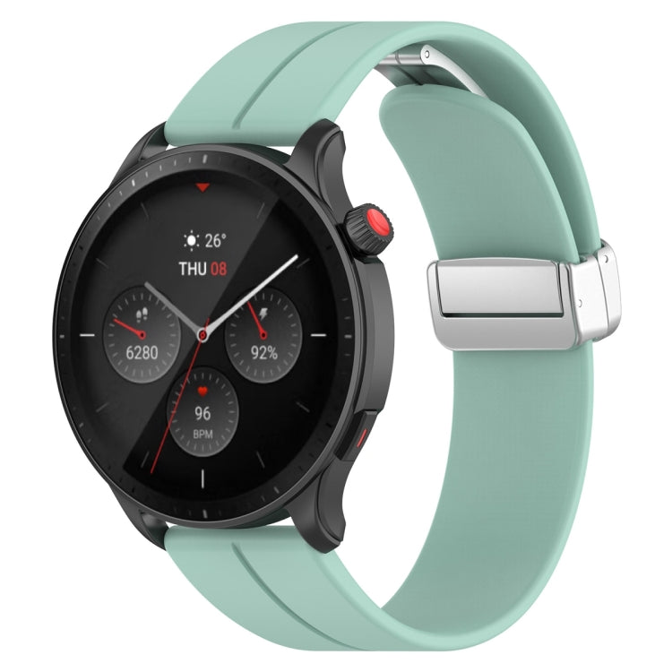 For Amazfit GTR 4 Magnetic Fold Clasp Silver Buckle Silicone Watch Band(Teal) -  by PMC TechLife | Online Shopping South Africa | PMC TechLife