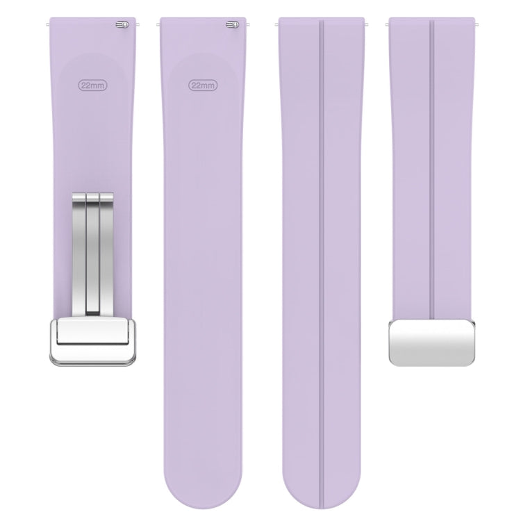 For Amazfit GTR 4 Magnetic Fold Clasp Silver Buckle Silicone Watch Band(Light Purple) - Smart Wear by PMC TechLife | Online Shopping South Africa | PMC TechLife