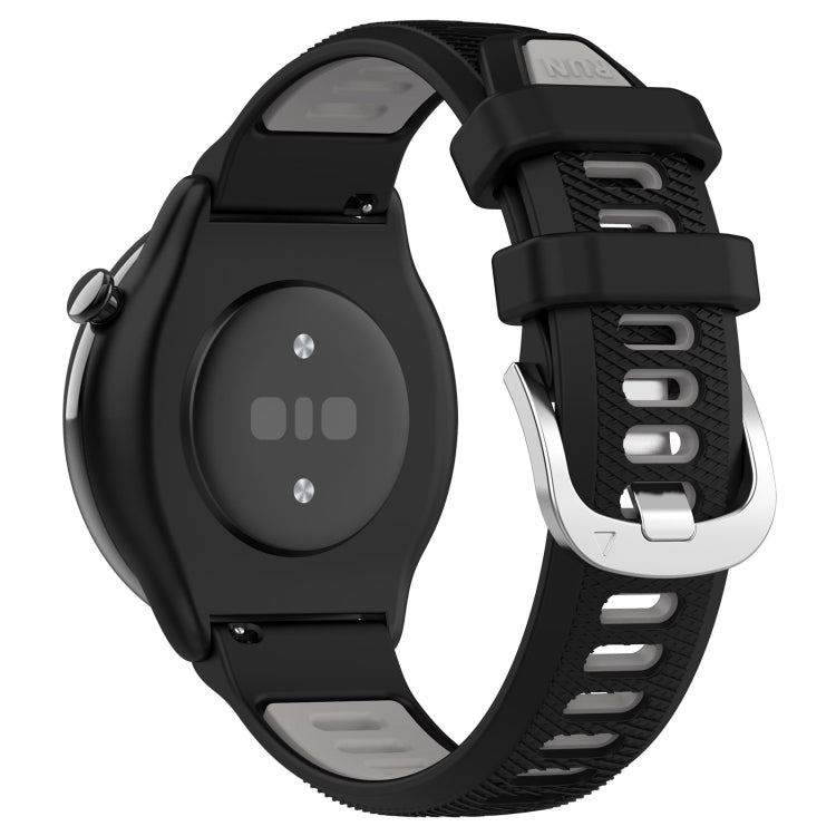 For Amazfit GTR Mini 20mm Cross Texture Two Color Silicone Stainless Steel Buckle Watch Band(Black Gray) -  by PMC TechLife | Online Shopping South Africa | PMC TechLife