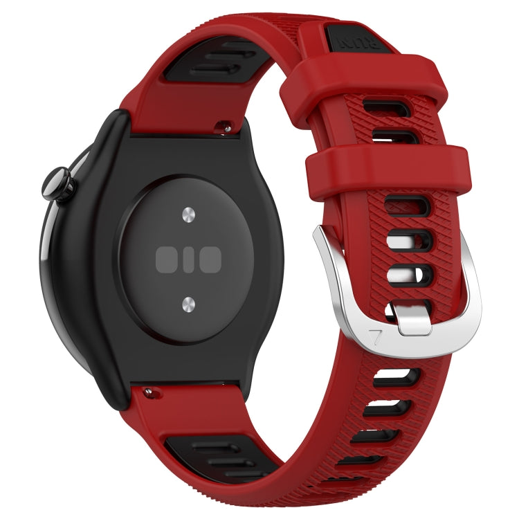 For Amazfit GTR Mini 20mm Cross Texture Two Color Silicone Stainless Steel Buckle Watch Band(Red Black) -  by PMC TechLife | Online Shopping South Africa | PMC TechLife
