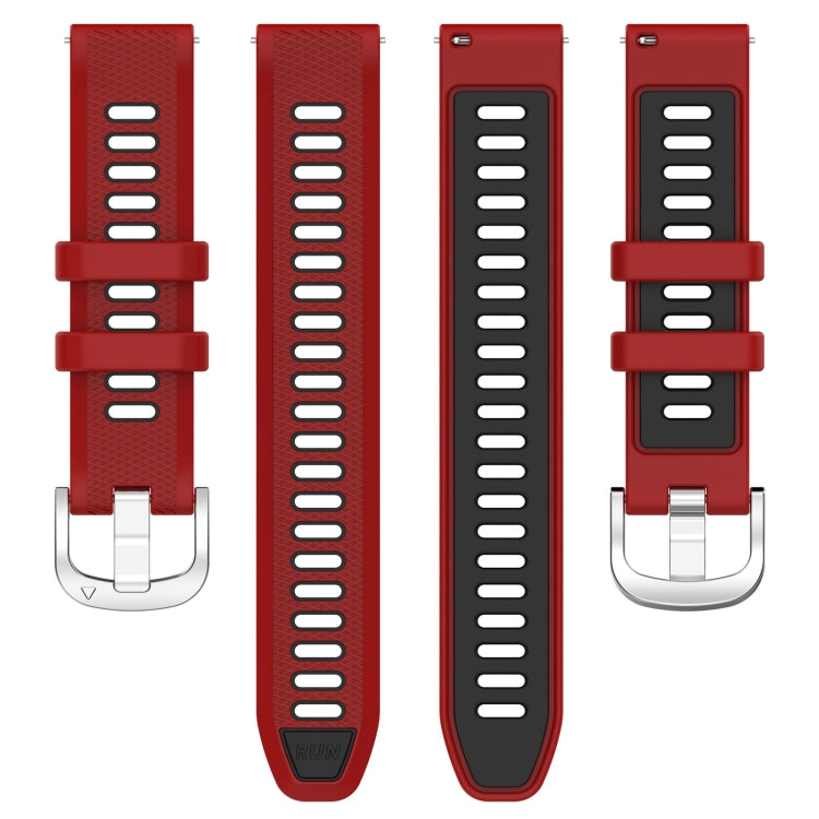 For Amazfit GTR Mini 20mm Cross Texture Two Color Silicone Stainless Steel Buckle Watch Band(Red Black) -  by PMC TechLife | Online Shopping South Africa | PMC TechLife