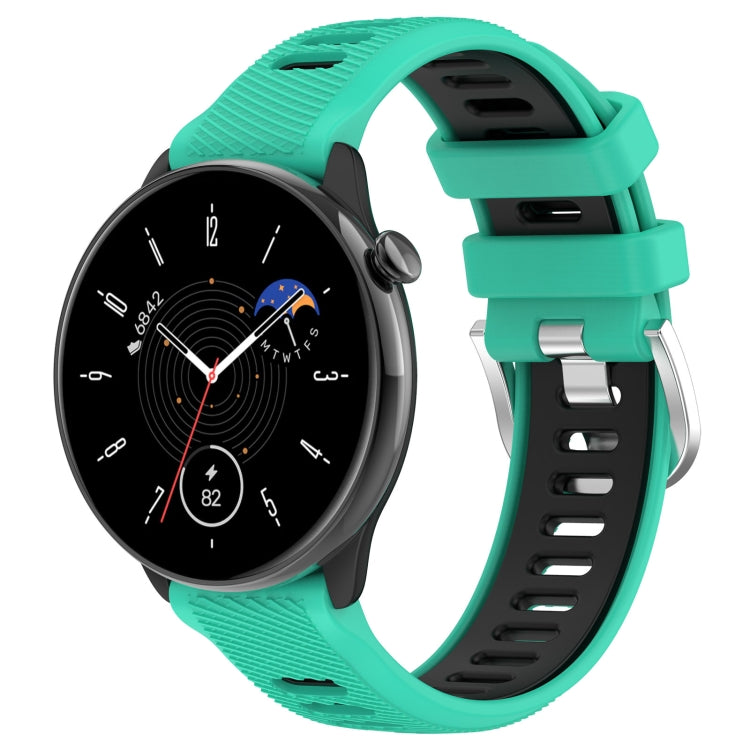 For Amazfit GTR Mini 20mm Cross Texture Two Color Silicone Stainless Steel Buckle Watch Band(Blue Black) -  by PMC TechLife | Online Shopping South Africa | PMC TechLife