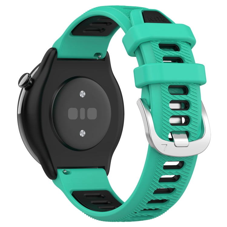 For Amazfit GTR Mini 20mm Cross Texture Two Color Silicone Stainless Steel Buckle Watch Band(Blue Black) -  by PMC TechLife | Online Shopping South Africa | PMC TechLife
