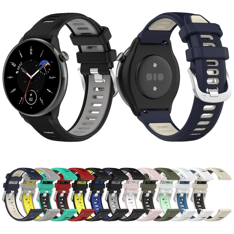 For Amazfit GTR Mini 20mm Cross Texture Two Color Silicone Stainless Steel Buckle Watch Band(Gray Yellow) - Smart Wear by PMC TechLife | Online Shopping South Africa | PMC TechLife