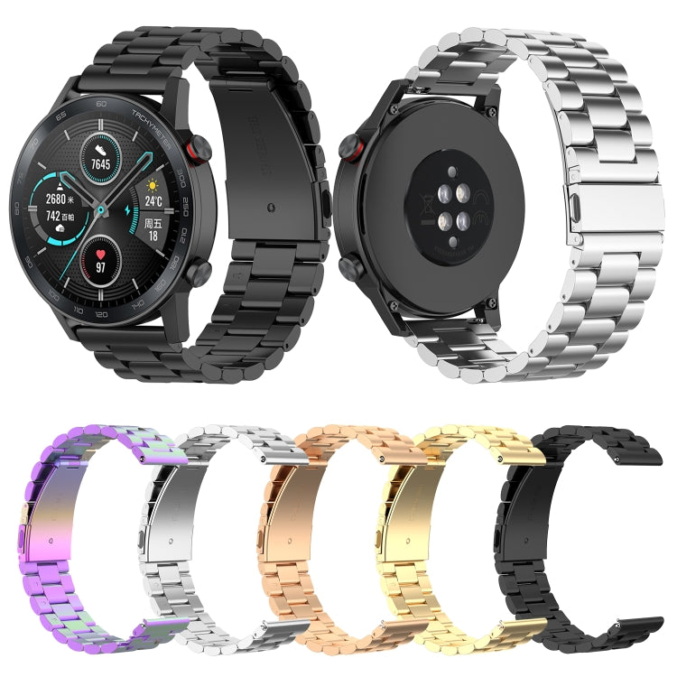 For Honor Watch GS 3i 22mm Three Bead Stainless Steel Metal Watch Band(Rose Gold) -  by PMC TechLife | Online Shopping South Africa | PMC TechLife