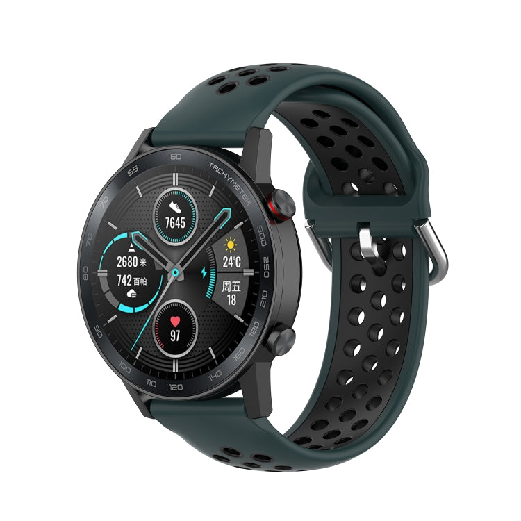 For Honor Watch GS 3i 22mm Sports Two-tone Silicone Watch Band(Olive Green+Black) -  by PMC TechLife | Online Shopping South Africa | PMC TechLife