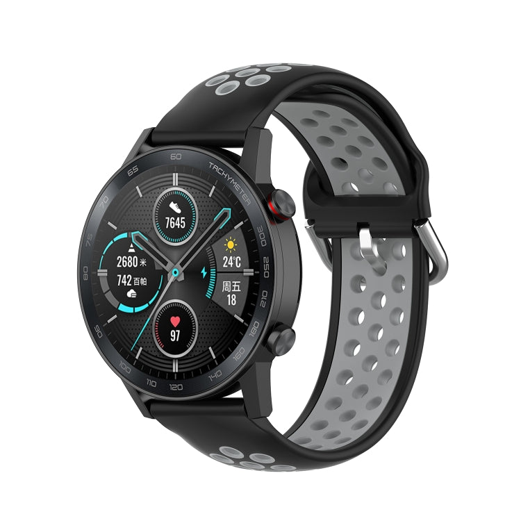 For Honor Watch GS 3i 22mm Sports Two-tone Silicone Watch Band(Black Grey) - Smart Wear by PMC TechLife | Online Shopping South Africa | PMC TechLife