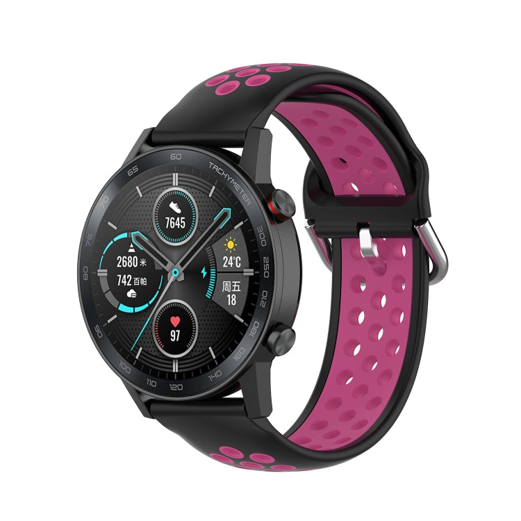For Honor Watch GS 3i 22mm Sports Two-tone Silicone Watch Band(Black+Rose Red) -  by PMC TechLife | Online Shopping South Africa | PMC TechLife