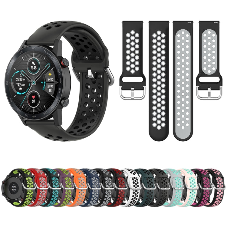 For Honor Watch GS 3i 22mm Sports Two-tone Silicone Watch Band(Black Pink) -  by PMC TechLife | Online Shopping South Africa | PMC TechLife