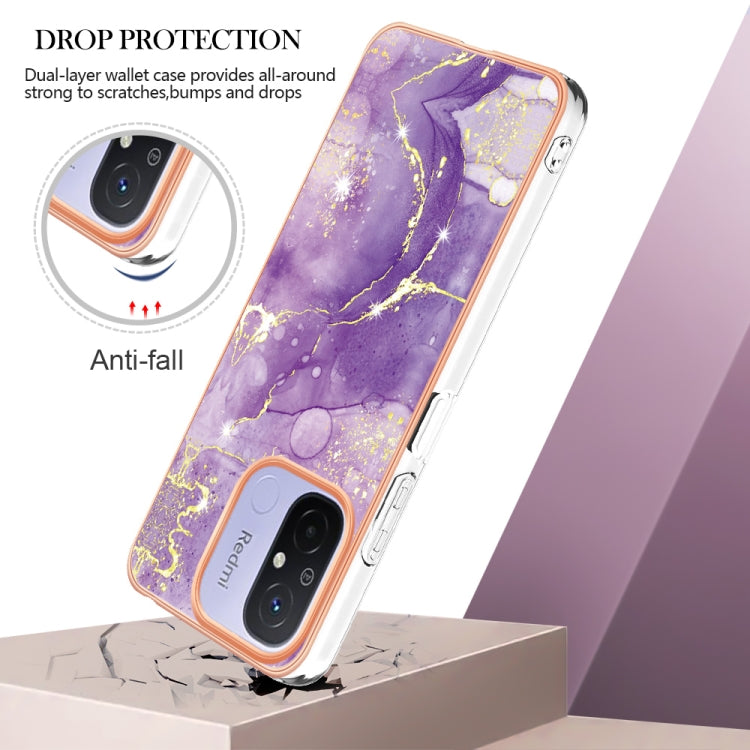 For Xiaomi Redmi 12C/11A 4G Global Electroplating Marble Dual-side IMD Phone Case(Purple 002) - free shipping - PMC TechLife - Order now!