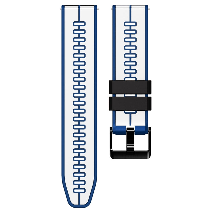 20mm Universal Vertical Line Two-Color Silicone Watch Band(White+Dark Blue) - Smart Wear by PMC TechLife | Online Shopping South Africa | PMC TechLife