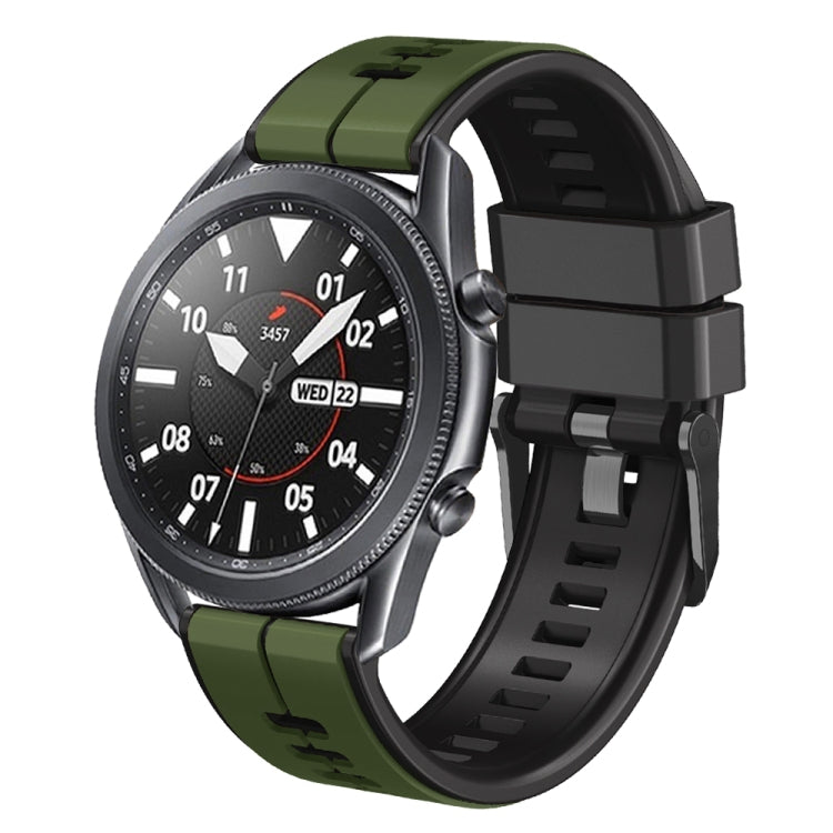 20mm Universal Vertical Line Two-Color Silicone Watch Band(Army Green+Black) - Smart Wear by PMC TechLife | Online Shopping South Africa | PMC TechLife