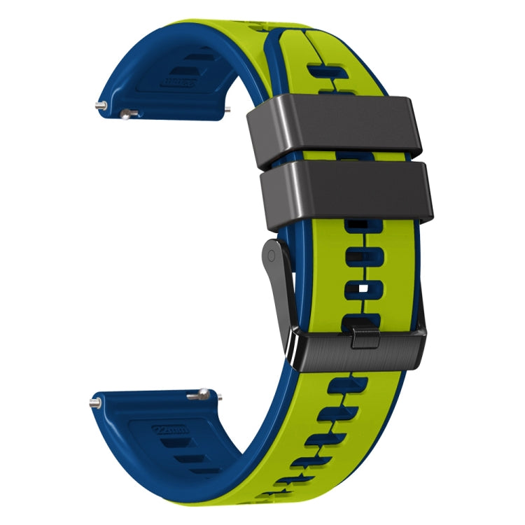 20mm Universal Vertical Line Two-Color Silicone Watch Band(Lime+Blue) - Smart Wear by PMC TechLife | Online Shopping South Africa | PMC TechLife