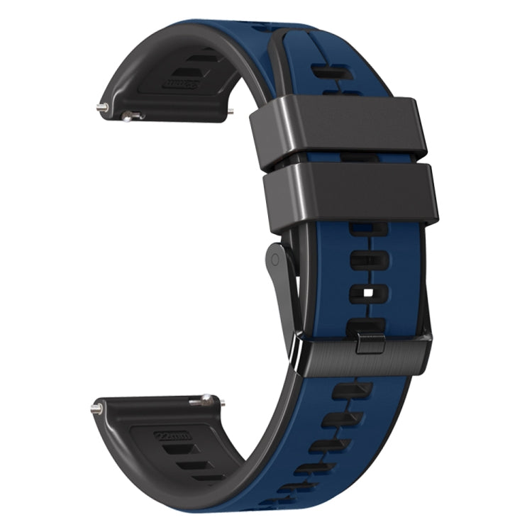 20mm Universal Vertical Line Two-Color Silicone Watch Band(Dark Blue+Black) - Smart Wear by PMC TechLife | Online Shopping South Africa | PMC TechLife