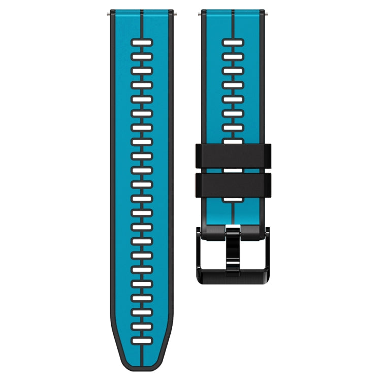 20mm Universal Vertical Line Two-Color Silicone Watch Band(Sky Blue+Black) - Smart Wear by PMC TechLife | Online Shopping South Africa | PMC TechLife
