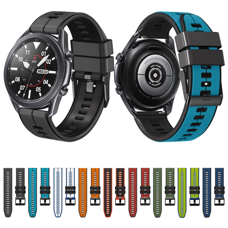 22mm Universal Vertical Line Two-Color Silicone Watch Band(Army Green+Black) - Smart Wear by PMC TechLife | Online Shopping South Africa | PMC TechLife