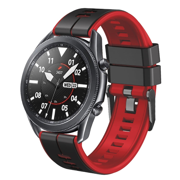 22mm Universal Vertical Line Two-Color Silicone Watch Band(Black+Red) - Smart Wear by PMC TechLife | Online Shopping South Africa | PMC TechLife