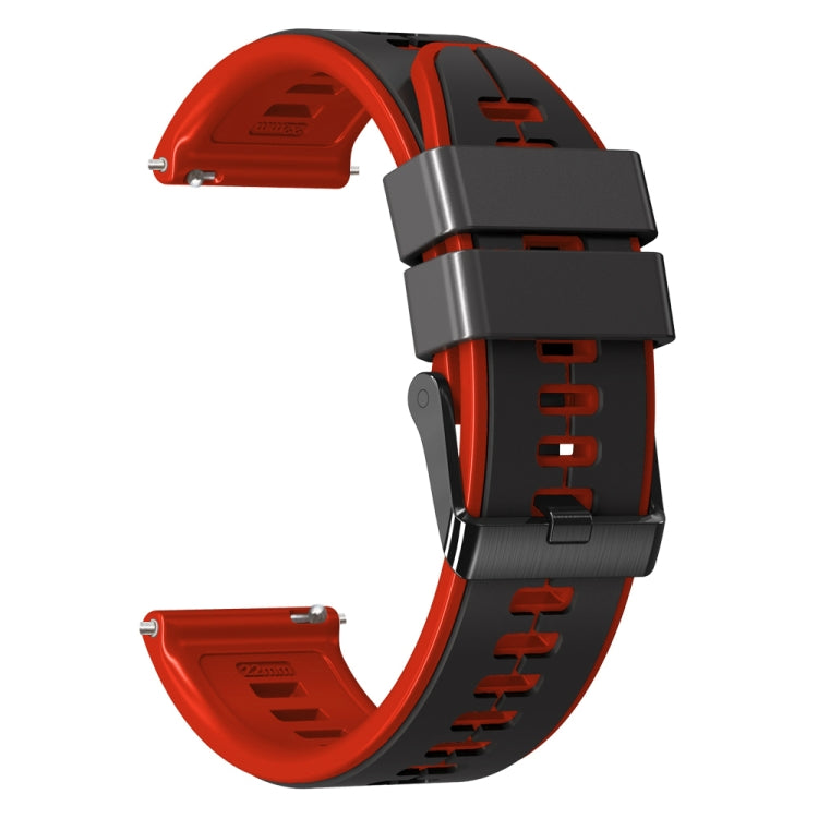 22mm Universal Vertical Line Two-Color Silicone Watch Band(Black+Red) - Smart Wear by PMC TechLife | Online Shopping South Africa | PMC TechLife