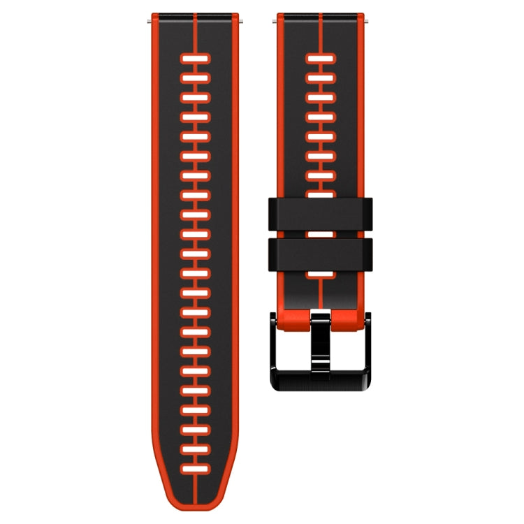 22mm Universal Vertical Line Two-Color Silicone Watch Band(Black+Red) - Smart Wear by PMC TechLife | Online Shopping South Africa | PMC TechLife