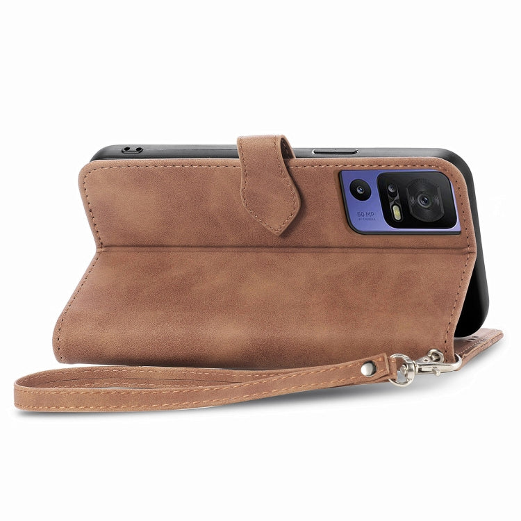 For TCL 40 SE Embossed Flower Zipper Leather Phone Case(Brown) - free shipping - PMC TechLife - Order now!