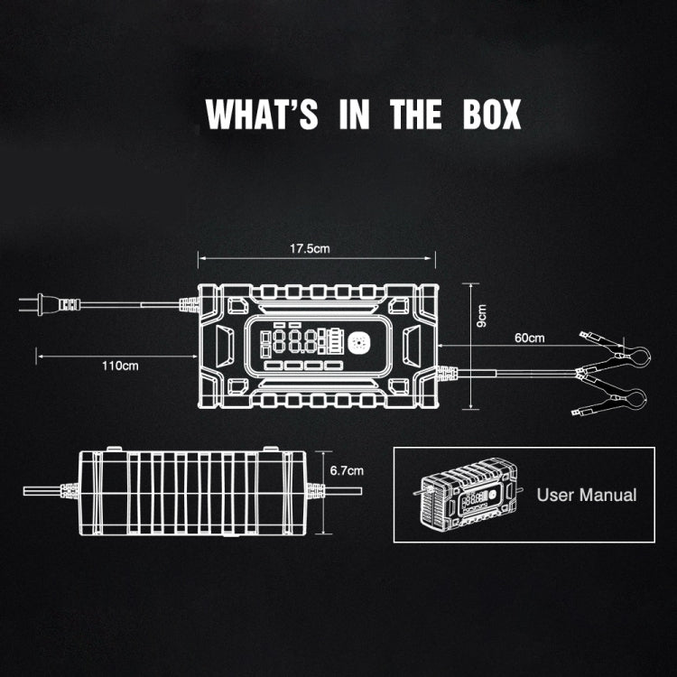 FOXSUR 12V / 24V / 10A Car / Motorcycle Battery Smart Repair Lead-acid Battery Charger, Plug Type:US Plug - free shipping - PMC TechLife - Order now!