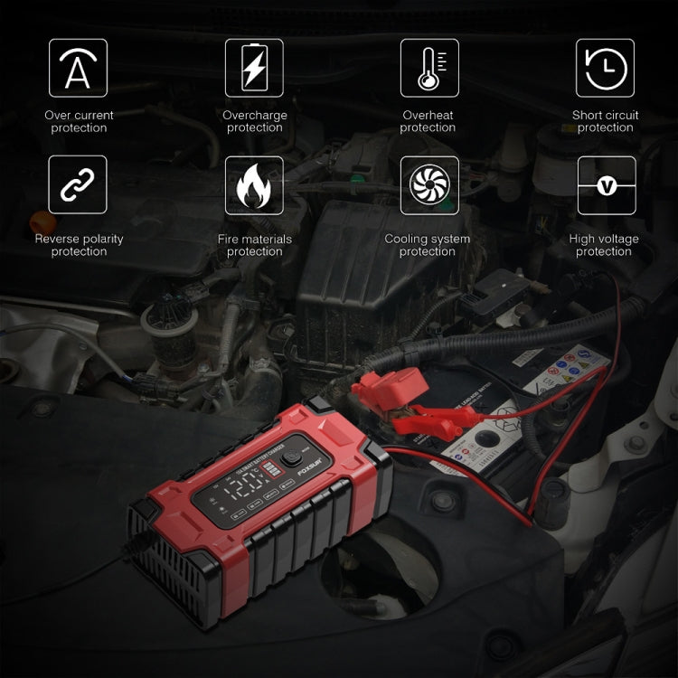 FOXSUR 12V / 24V / 10A Car / Motorcycle Battery Smart Repair Lead-acid Battery Charger, Plug Type:US Plug - free shipping - PMC TechLife - Order now!