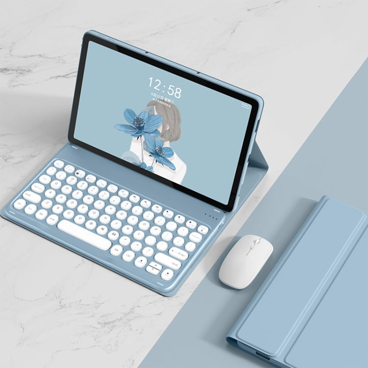 For Lenovo Tab M10 Plus 10.6 3rd Gen 2022 YM-LX106 Round Key Detachable Bluetooth Tablet Keyboard Leather Case with Mouse(Blue) - free shipping - PMC TechLife - Order now!