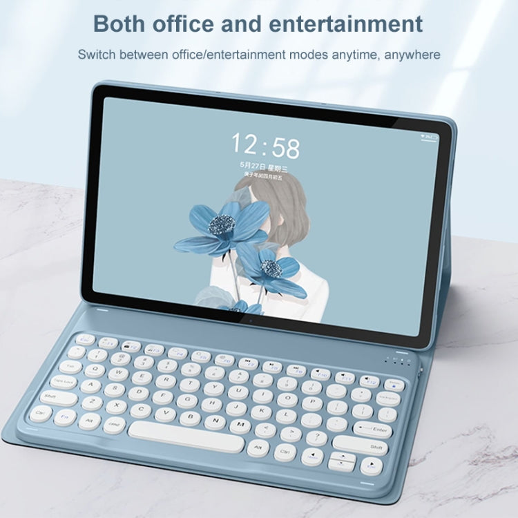 For Lenovo Tab M10 Plus 10.6 3rd Gen 2022 YM-LX106 Round Key Detachable Bluetooth Tablet Keyboard Leather Case with Mouse(Blue) - free shipping - PMC TechLife - Order now!