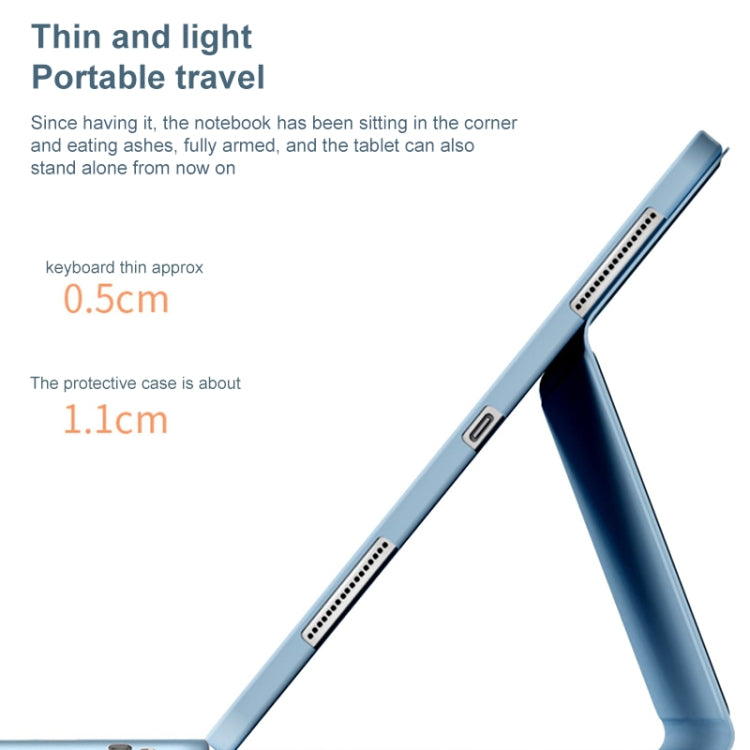 For Lenovo Tab M10 Plus 10.6 3rd Gen 2022 YM-LX106 Round Key Detachable Bluetooth Tablet Keyboard Leather Case with Mouse(Blue) - free shipping - PMC TechLife - Order now!