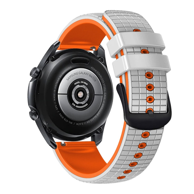 20mm Universal Mesh Two-Tone Silicone Watch Band(White Orange) - Smart Wear by PMC TechLife | Online Shopping South Africa | PMC TechLife