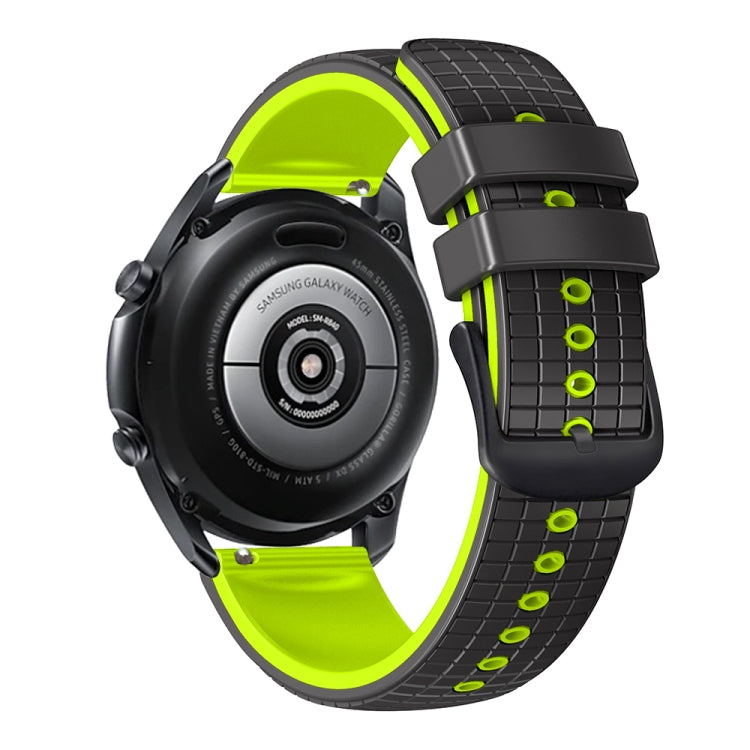 20mm Universal Mesh Two-Tone Silicone Watch Band(Black Lime) - Smart Wear by PMC TechLife | Online Shopping South Africa | PMC TechLife