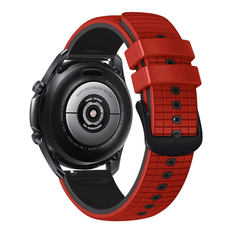 20mm Universal Mesh Two-Tone Silicone Watch Band(Red Black) - Smart Wear by PMC TechLife | Online Shopping South Africa | PMC TechLife