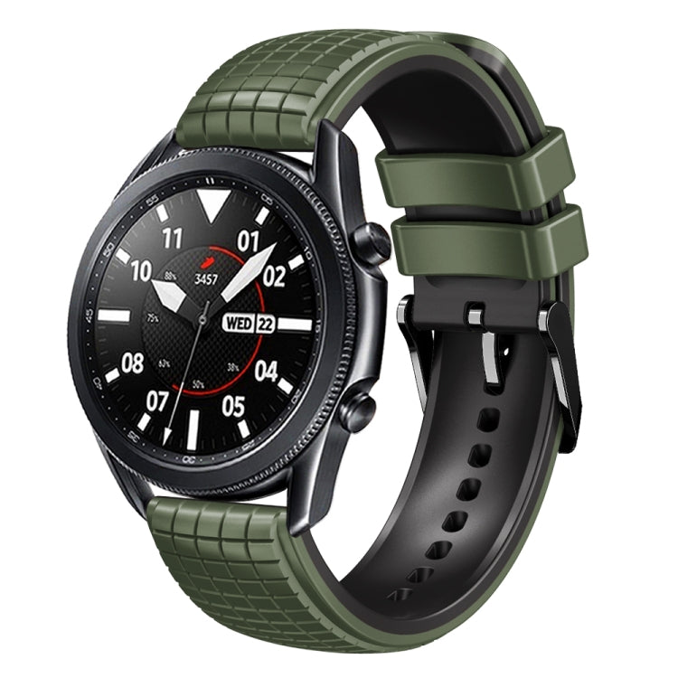 20mm Universal Mesh Two-Tone Silicone Watch Band(Army Green Black) - Smart Wear by PMC TechLife | Online Shopping South Africa | PMC TechLife