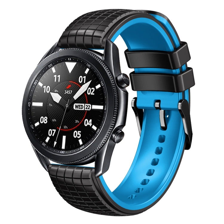 22mm Universal Mesh Two-Tone Silicone Watch Band(Black Sky Blue) - Smart Wear by PMC TechLife | Online Shopping South Africa | PMC TechLife
