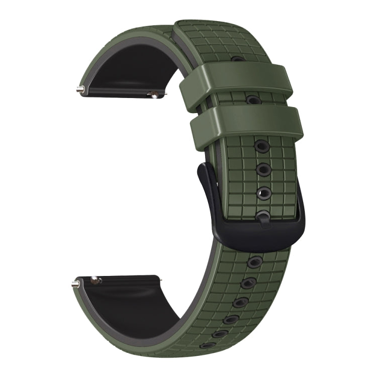 22mm Universal Mesh Two-Tone Silicone Watch Band(Army Green Black) - Smart Wear by PMC TechLife | Online Shopping South Africa | PMC TechLife