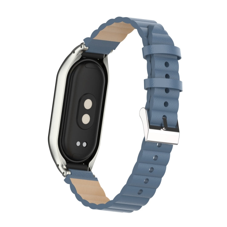 For Xiaomi Mi Band 8 Integrated Metal Case + Bamboo Leather Watch Band(Silver Grey) - Smart Wear by PMC TechLife | Online Shopping South Africa | PMC TechLife