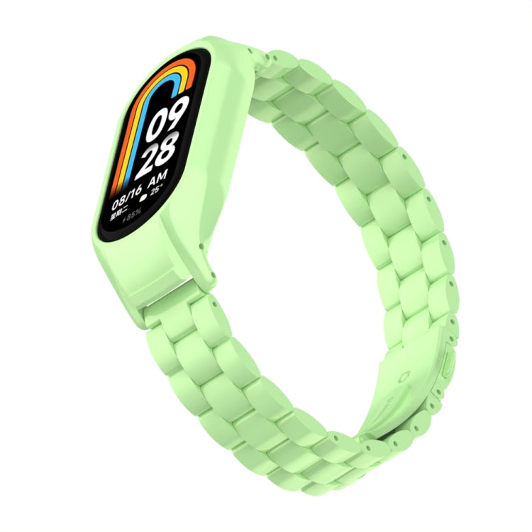 For Xiaomi Mi Band 8 Integrated Metal Case + Three-bead Watch Band(Matcha Green) - Smart Wear by PMC TechLife | Online Shopping South Africa | PMC TechLife