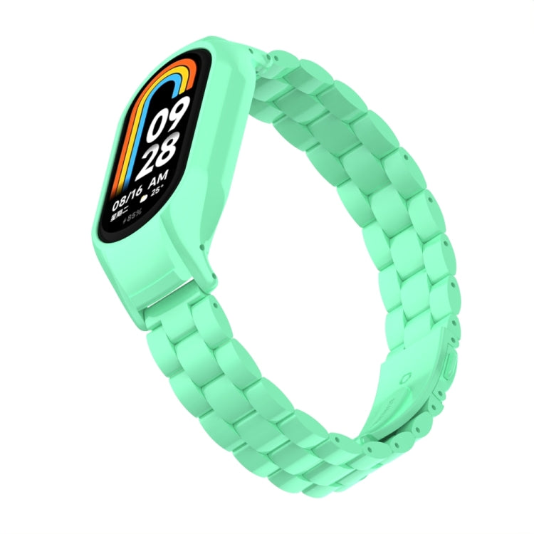 For Xiaomi Mi Band 8 Integrated Metal Case + Three-bead Watch Band(Blue Sea) - Smart Wear by PMC TechLife | Online Shopping South Africa | PMC TechLife