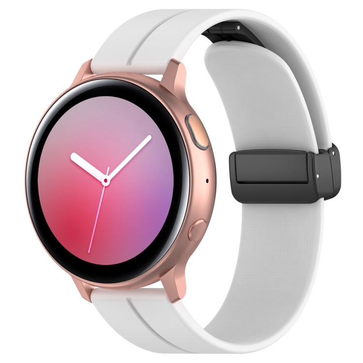 20mm Universal Flat Head Groove Folding Black Buckle Silicone Watch Band(White) - Smart Wear by PMC TechLife | Online Shopping South Africa | PMC TechLife