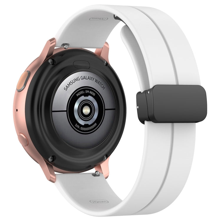 20mm Universal Flat Head Groove Folding Black Buckle Silicone Watch Band(White) - Smart Wear by PMC TechLife | Online Shopping South Africa | PMC TechLife