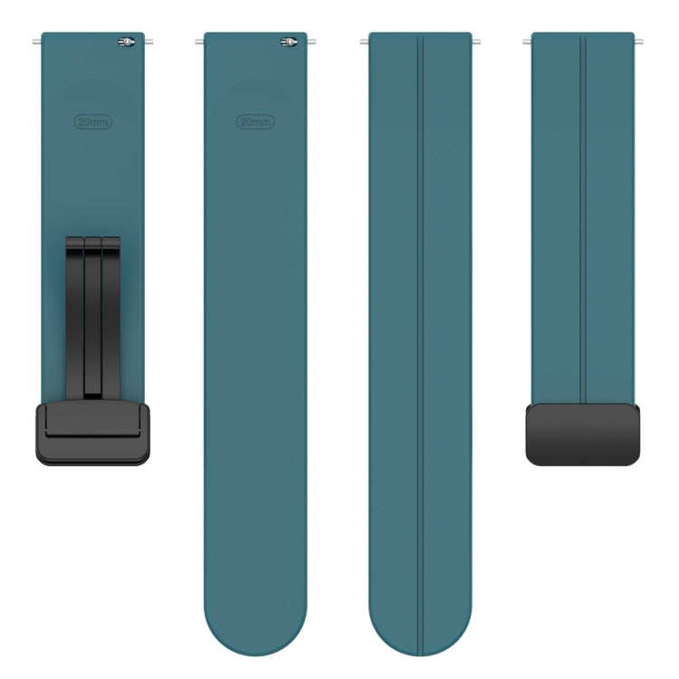 20mm Universal Flat Head Groove Folding Black Buckle Silicone Watch Band(Navy Green) - Smart Wear by PMC TechLife | Online Shopping South Africa | PMC TechLife