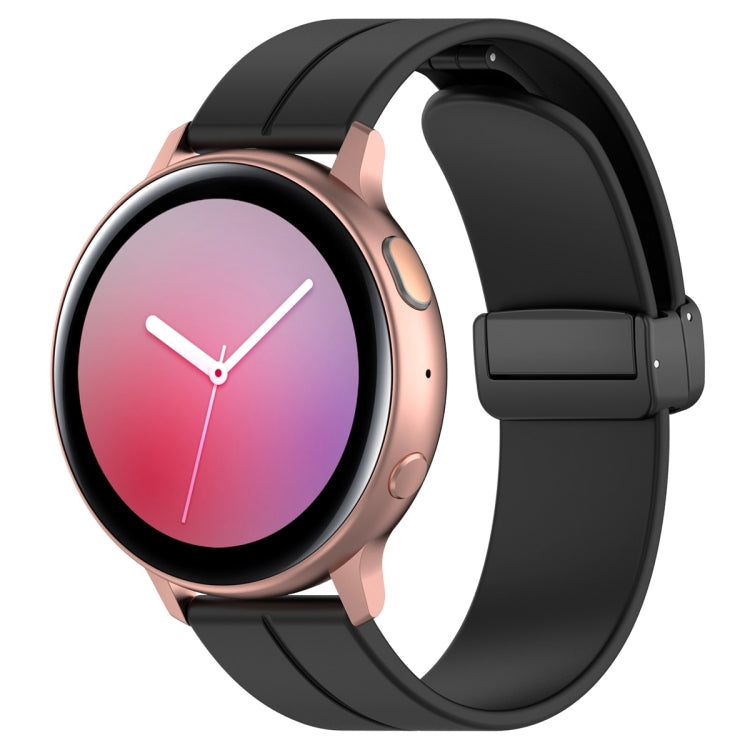 20mm Universal Flat Head Groove Folding Black Buckle Silicone Watch Band(Black) - Smart Wear by PMC TechLife | Online Shopping South Africa | PMC TechLife