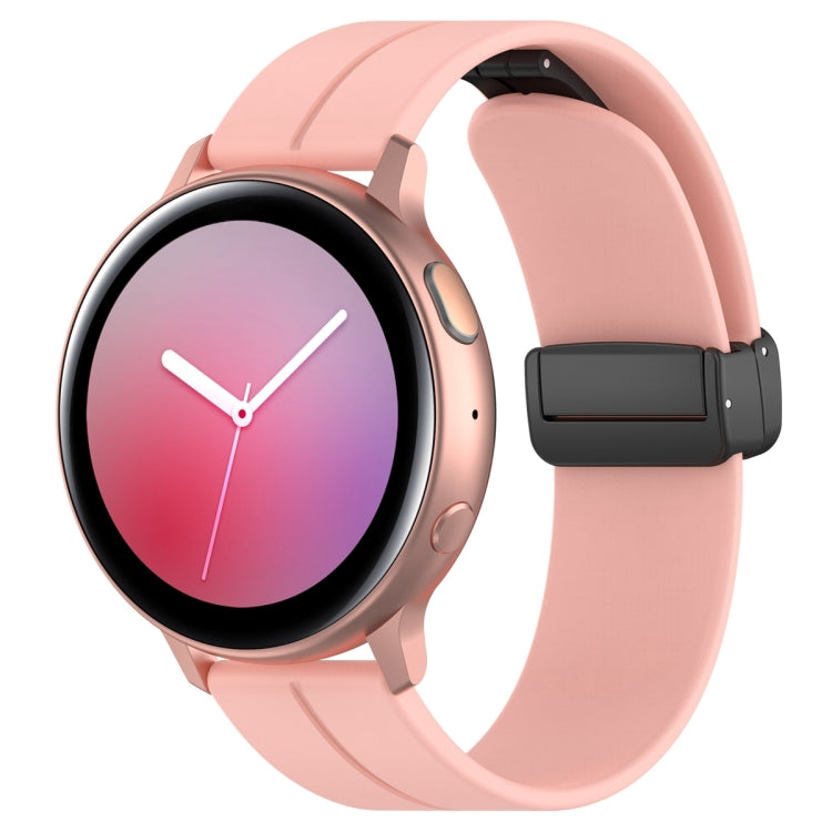 20mm Universal Flat Head Groove Folding Black Buckle Silicone Watch Band(Light Pink) - Smart Wear by PMC TechLife | Online Shopping South Africa | PMC TechLife