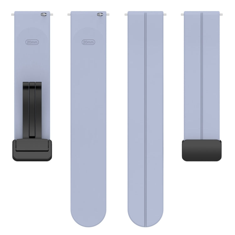 20mm Universal Flat Head Groove Folding Black Buckle Silicone Watch Band(Light Blue) - Smart Wear by PMC TechLife | Online Shopping South Africa | PMC TechLife