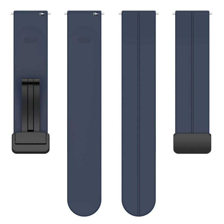 20mm Universal Flat Head Groove Folding Black Buckle Silicone Watch Band(Midnight Blue) - Smart Wear by PMC TechLife | Online Shopping South Africa | PMC TechLife