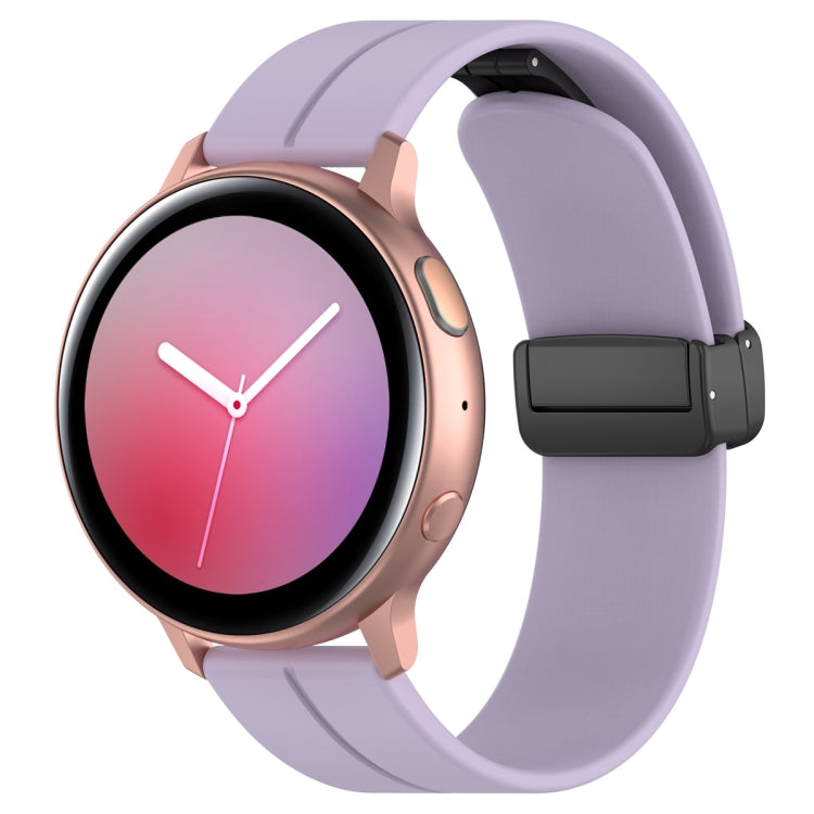 20mm Universal Flat Head Groove Folding Black Buckle Silicone Watch Band(Purple) - Smart Wear by PMC TechLife | Online Shopping South Africa | PMC TechLife