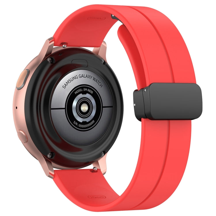 20mm Universal Flat Head Groove Folding Black Buckle Silicone Watch Band(Red) - Smart Wear by PMC TechLife | Online Shopping South Africa | PMC TechLife