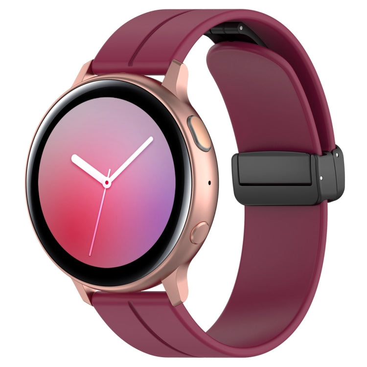 22mm Universal Flat Head Groove Folding Black Buckle Silicone Watch Band(Wine Red) - Smart Wear by PMC TechLife | Online Shopping South Africa | PMC TechLife
