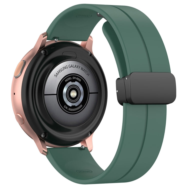 22mm Universal Flat Head Groove Folding Black Buckle Silicone Watch Band(Dark Green) - Smart Wear by PMC TechLife | Online Shopping South Africa | PMC TechLife